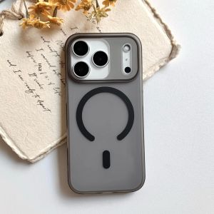 เคสแข็งแบบบางพิเศษเคลือบด้านสำหรับ Magsafe สำหรับ iPhone 17 Air 16 15 14 13 12 Pro Max Plus ป้องกันการกระแทก โปร่งแสง