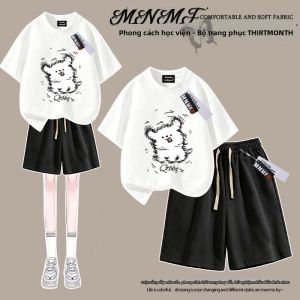 Bộ Áo T-Shirt Tay Ngắn và Quần Short Hình Chó Con