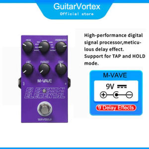 M-VAVE Guitar ELEMENTAL Delay Effects Pedal: TIME/9 Delay Effects Type & FEEDBACK/MIX/PARAM/MOD Knob DC 9V