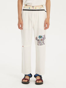 TIPSEVEN Original Design Casual Graffiti Print Drawstring Straight Leg Sweatpants Cotton Blend Comfortable Spring Summer