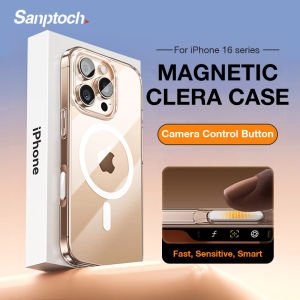 【Camera Control Button】Sanptoch For Magsafe Clear Phone Case For iPhone 16 Pro Max Crystal Transparent Acrylic Back Cover For iPhone 16 Plus Drop Shockproof Protection Casing