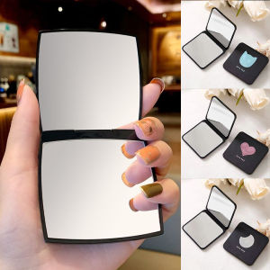 กระจกพกพา กระจกแต่งหน้า หนัง PU พับได้ แบบพกพา สไตล์เรโทร กระจกตั้งโต๊ะ กระจก แต่งหน้า พกพา กระจกพับได้