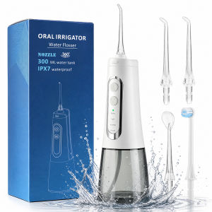 Ms.Dear | Máy Tăm Nước Không Dây Di Động IPX7 Dung Tích 300ml Sạc Được Kèm 3 Đầu Phun 4 Chế Độ Làm Sạch Dụng Cụ Vệ Sinh Răng Miệng Tiện Lợi Cho Du Lịch