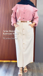 Yellowface Arin Skirt Rok Span Free Belt Korean Style -Midi Dan Panjang - Bahan Semi Wool - BB Jumbo