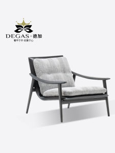 Italian Style Minimalist Pure Solid Wood Single Sofa Chair Designer Backrest Chair Villa Living Room Fabric Leisure Chairs