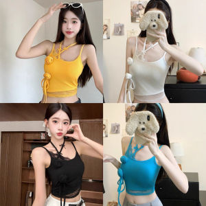 เสื้อกั๊กสายเดี่ยวปักลายผีเสื้อคอวีลายดอกไม้ 3 มิติ ผ้าฝ้ายผสม ทรงเข้ารูป แขนกุด ฤดูร้อน 2025 สำหรับผู้หญิง