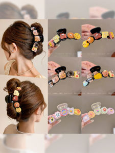 Cartoon Biscuit Grip Womens Large Shark Clip Summer Daily Hair Volume Updo Hairpin Back Head Cute Hairpin Headdress