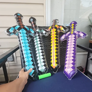 4/5/6 Large Unique Inflatable Sword Decorations Suitable for Pool and Beach Party Games Lightweight and Fun Pixel Design Halloween/Christmas Inflatable Party Supplies Inflatable Outdoor Holiday Decorations