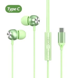 Wired In-ear Headphones with 3.5mm / USB Type-C Plug HiFi Stereo Audio Noise Reduction Sport Earbuds with Microphone