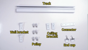 ราวผ้าม่าน ราวม่านจีบ รางม่านจีบอลูมิเนียม รุ่น แบบประกอบมือ มีให้เลือก ตัวยึดราง สำหรับติดตั้ง เพดา