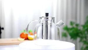 Heat Resistant Glass Teapot With Stainless Steel Infuser Clear Thickened Kettle Teaware Tea Pot 1500ml