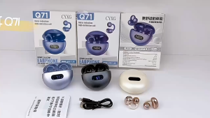 Purple Round Ball AI-powered Bluetooth Earphones Wireless Mini Clip-on Headphones Open-ear Headsets OWS High-quality Sound Air-bone Conduction Exercise Running Exercise Fitness Earphones over-ear headphones for adult