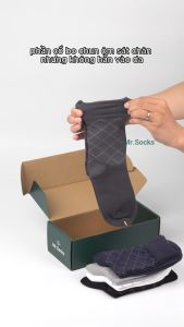 Tất vớ nam công sở cổ cao Mr.Socks họa tiết sọc chéo chất liệu cotton cao cấp hút ẩm thoáng khí - TAYCHEO-1DOI