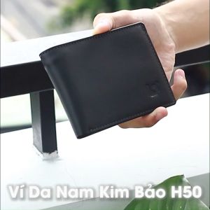 Ví Da Nam Bóp Da Nam Kim Bảo H50 Da Bò Màu Đen Nâu Bò