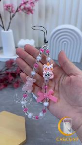 CAPYBARA Ribbon PREMIUM Lanyard Tali Gantungan Gelang Strap HP Phone Charm Handphone Device Kamera Handmade Macaron Candy Lanyard Full Warna Korean Style Pink White Purple Blue Fuschia Estetik Bracelet Beads Character Bear Beruang Pita Berang Otter