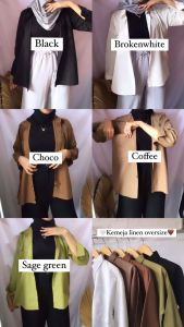 HOSC01 - Kemeja Oversize Wanita Bahan Linen Premium / Atasan Jumbo Lengan Panjang Terbaru