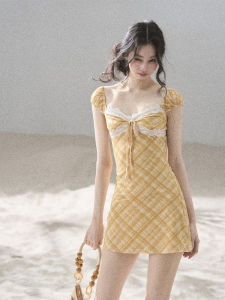 SHAOYEYAN | French Lace Rhombus Short Skirted Dress