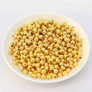 500pcs 5mm Golden Round Beads。DIY Phone Chain Ornament Spacer Beads. Decorative Beads Acrylic Beads