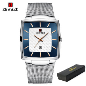 REWARD Fashion Watches Men Top Luxury Brand Square Blue Mens Wristwatch Stainless Steel Waterproof Quartz Clock Male