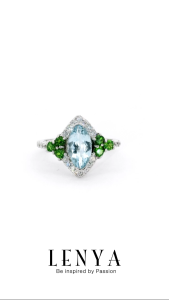 LENYA แหวนพลอยบลูโทแพซ เสริมความมั่นใจ ชัดเจน ปัญญา ขนาด 10x5 มิล ตัวเรือนเงินแท้925 ชุบทองคำขาว