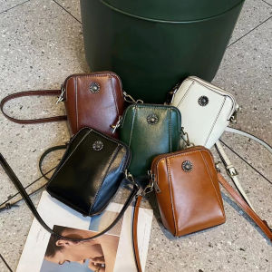 Royal Bagger Shoulder Sling Bags for Women Genuine Cow Leather Rivet Bottom Stand-up Crossbody Phone Bag Fashion Small Bag 9939