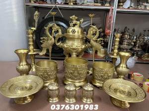 Combo bộ đỉnh thờ lư thờ bằng đồng Nguyên chất đỉnh cao 60cm