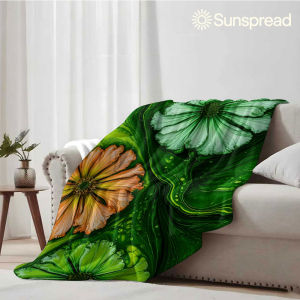Beast Kingdom | green fluid acrylic flower Soft Warm Flannel Blanket Lightweight Cozy Christmas Halloween Home Decor Room