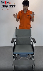 Portable Commode Wheelchair Foldable Chair With Detachable Bucket For Home Travel