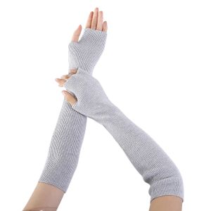 Lightweight Comfortable Cashmere Thermal Gloves Men Women Solid Color Knitted Arm Sleeves Hand Cover Autumn Winter Protection