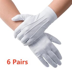 6Pairs White Gloves Pallbearer Funeral Masonic Parade Mittens Dress Uniform Cosplay Costume Gloves for Formal Tuxedo Guard Party