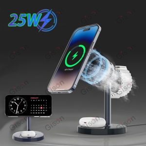 Magnetic 3 in 1 Wireless Charger 25W Qi2.2 Semiconductor Cooling Phone Stand fan Heat dissipation For Magsafe iPhone 12-17ProMax