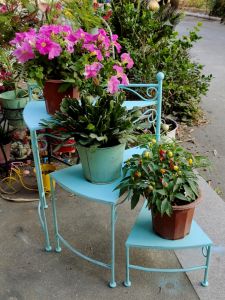 Retro European Style Flower Stand Storage Succulent Simple and Foldable Gardening Shelf Ladder Stand Outdoor Balcony Jardiniere