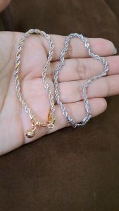 Gelang Tambang Premium Kristal Titanium Silver Emas 22K