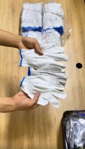 Găng tay lao động găng tay len làm vườn bao tay sợi len màu trắng bảo hộ lao động chống trơn trượt