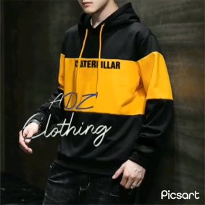 Jaket Sweater Caterpillar 2 Warna Hitam Garis Kuning & Jaket Hoodie Lengan Panjang