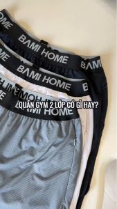 Quần gym nam 2 lớp BAMI HOME quần short thể thao nam co giãn tốt thoáng khí nhanh khô QG05