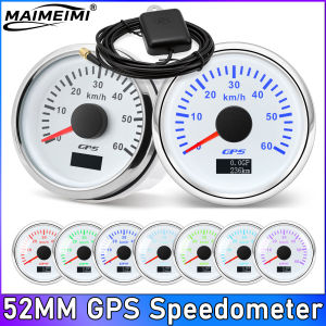 RYSJM | 52mm GPS Speedometer 60KMH 0-60 Km/h Odometer Antenna with Trip Meter for Passenger Ships Tractor 12V 24V 7 Colors Backlight