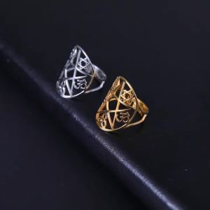 Skyrim | Hollow out Retro Celtic Knot Bagua Diagram Cross Ring yoga Om Symbol Ring Stainless Steel Adjustable Ring Jewelry Gift