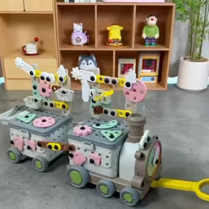 【SG-spot】Versatile Train DIY Creative Screw Assembly Childrens building blocks Toolbox Train educational toys