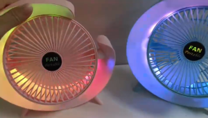 Desktop Fan Large Wind Circulation Silent Fan Color Fan Bench Charging Fan Running Lamp Fan
