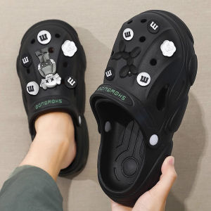 2025 New Mens Hole Shoe Summer Outdoor Wear Thick Bottom Anti-Slip Deodorant Beach Sandals Half Slippers Breathable Casual Slip-On