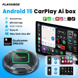 Thiết Bị Phát Đa Phương Tiện Không Dây PLAYAIBOX Android 15 CarPlay Tích Hợp GPS Mạng 4G Dành Cho Xe VW Audi Ford MG - Hỗ Trợ YouTube Netflix
