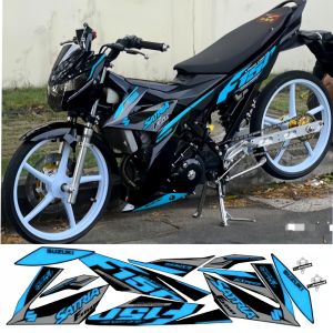 Tem rời Satria Fi 150cc - Mẫu F150 Xanh. Chất liệu PPF Cao Cấp : 3 Lớp Chống Nước Chống Phai Màu. Nhãn Dán Decal