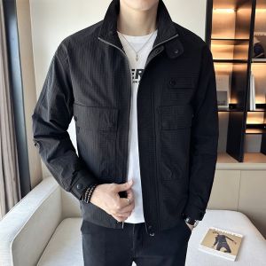 ROMON | Lormen Mens Casual Workwear Jacket Stand Collar Windproof Outdoor Fashionable Autumn Spring New Style Polyester Fiber