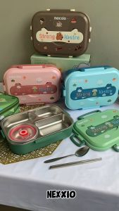 NexXIO Lunch Box Kotak Makan 4 Sekat Stainless Steel / Lunch Box Stainless Tahan Panas & Anti Tumpah