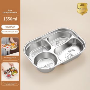 YOULUNMEI | Non-slip Stainless Steel Toddler Section Plate Food-grade 2 Compartments