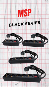 MYVO Stop Kontak 5 Lubang 3 Yard MSP-N35 Hitam Asli Kuningan