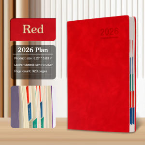 2026 A5 – 365-Day Daily & Weekly Schedule Notebook Portable Calendar Journal for School Office PU Leather Cover