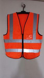 Orange Color Safety Vest With Zipper And Pocket Quality High Visibility Vest