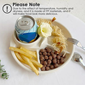 Round Breakfast Plate Divided Barbecue Picnic Tray Portion Control Plate For Healthy Eating Kitchen Dinnerware